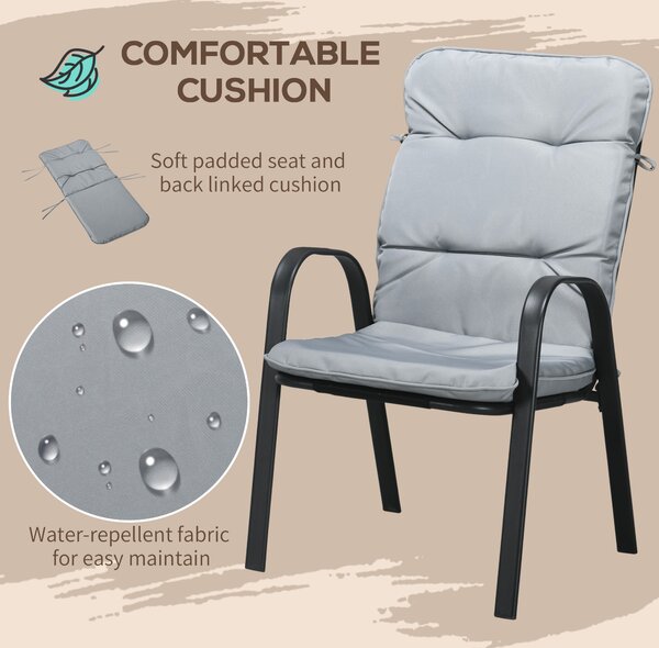 Outsunny 5 Pieces Garden Dining Set, Outdoor Square Dining Table and 4 Cushioned Armchairs, Tempered Glass Top Table w/ Umbrella Hole Black Aosom UK