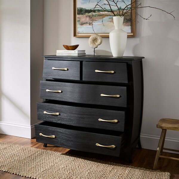 Keiko 5 Drawer Chest, Black Mango Wood