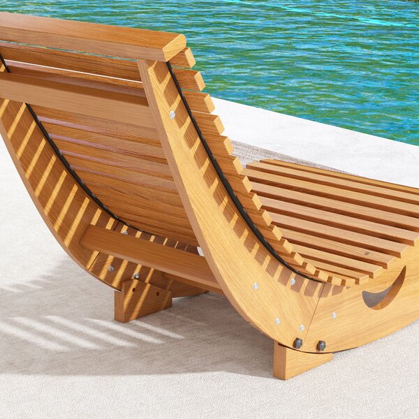 Outsunny Waterproof Wooden Rocking Chair with Slatted Seat, Outdoor Furniture, 130cm x 60cm x 60cm, Teak Aosom UK