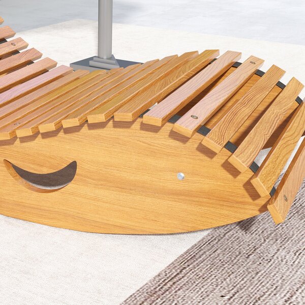 Outsunny Waterproof Wooden Rocking Chair with Slatted Seat, Outdoor Furniture, 130cm x 60cm x 60cm, Teak Aosom UK