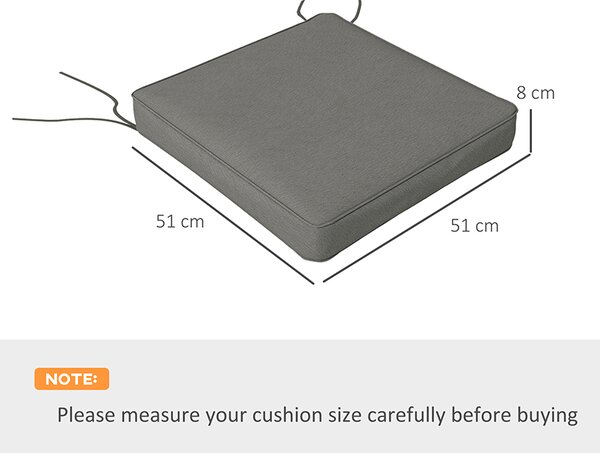 Outsunny Patio Chair Cushions, 4-Piece Seat Pillow Replacement Set with Ties, Indoor Outdoor Use, Charcoal Grey Aosom UK