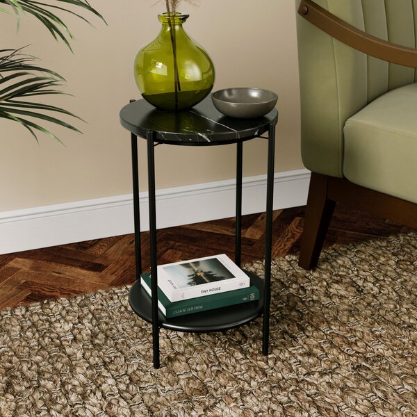 Santi Side Table, Mango Wood and Marble