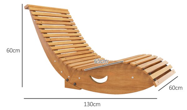 Outsunny Waterproof Wooden Rocking Chair with Slatted Seat, Outdoor Furniture, 130cm x 60cm x 60cm, Teak Aosom UK