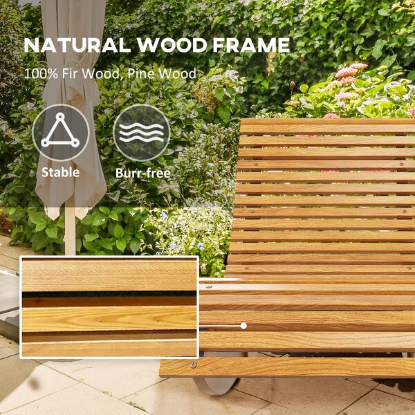 Outsunny Waterproof Wooden Rocking Chair with Slatted Seat, Outdoor Furniture, 130cm x 60cm x 60cm, Teak Aosom UK