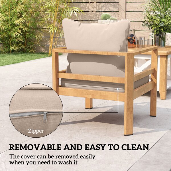 Outsunny Replacement Cushion Set for Patio Chair, Indoor Outdoor Back and Seat Pillow, Beige
