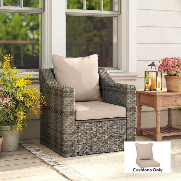Outsunny Replacement Cushion Set for Patio Chair, Indoor Outdoor Back and Seat Pillow, Beige
