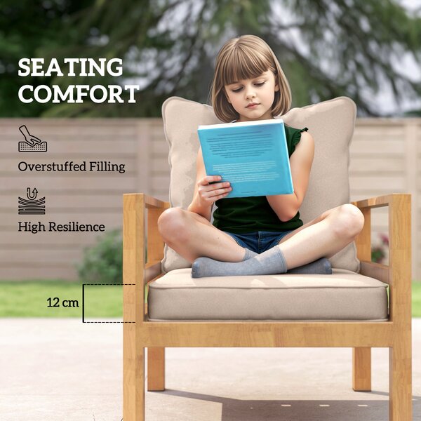 Outsunny Replacement Cushion Set for Patio Chair, Indoor Outdoor Back and Seat Pillow, Beige
