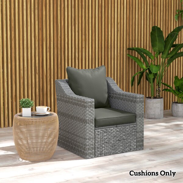 Outsunny Replacement Cushion Set, 1-Piece Back and Seat Pillow for Patio Chair, Indoor Outdoor Use, Charcoal Grey Aosom UK