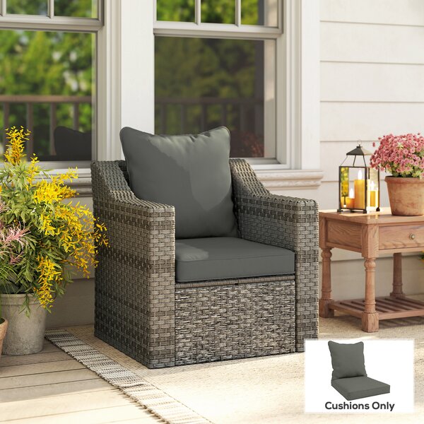 Outsunny Replacement Cushion Set, 1-Piece Back and Seat Pillow for Patio Chair, Indoor Outdoor Use, Charcoal Grey Aosom UK