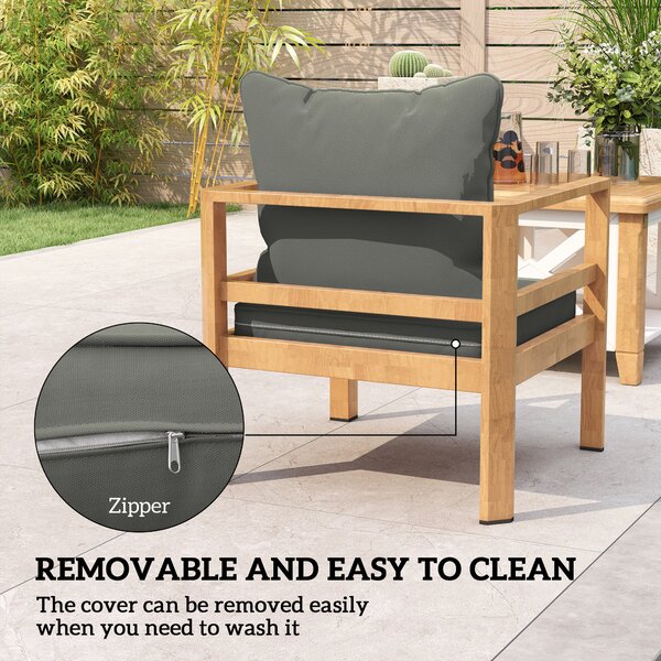 Outsunny Replacement Cushion Set, 1-Piece Back and Seat Pillow for Patio Chair, Indoor Outdoor Use, Charcoal Grey Aosom UK
