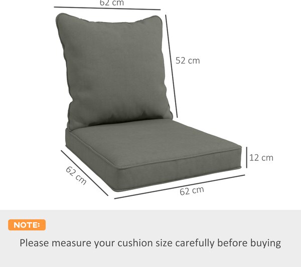 Outsunny Replacement Cushion Set, 1-Piece Back and Seat Pillow for Patio Chair, Indoor Outdoor Use, Charcoal Grey Aosom UK