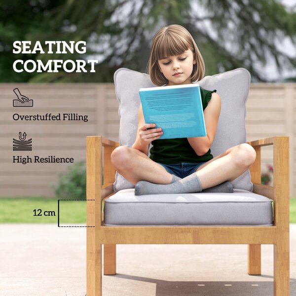 Outsunny Replacement Cushion Pillow for Patio Chair, Indoor Outdoor Seat and Back Cushion Set, Light Grey Aosom UK