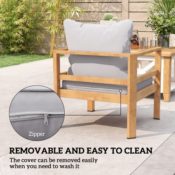 Outsunny Replacement Cushion Pillow for Patio Chair, Indoor Outdoor Seat and Back Cushion Set, Light Grey Aosom UK