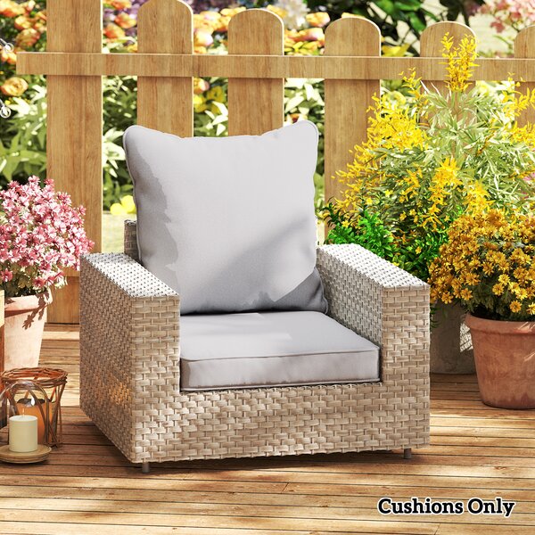 Outsunny Replacement Cushion Pillow for Patio Chair, Indoor Outdoor Seat and Back Cushion Set, Light Grey Aosom UK