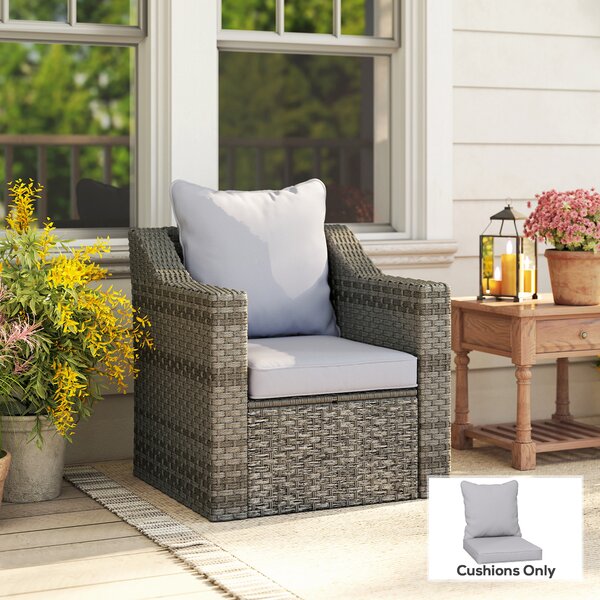 Outsunny Replacement Cushion Pillow for Patio Chair, Indoor Outdoor Seat and Back Cushion Set, Light Grey Aosom UK