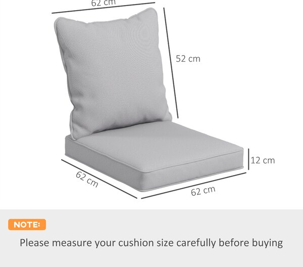 Outsunny Replacement Cushion Pillow for Patio Chair, Indoor Outdoor Seat and Back Cushion Set, Light Grey Aosom UK