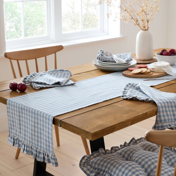 Linford Check Frill Blue Seat Pad