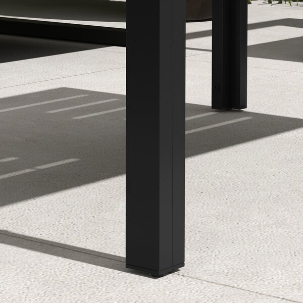 Outsunny Garden Side Table, Rectangular Patio Coffee Side Table with Steel Frame and Slat Tabletop for Garden, Balcony, Black Aosom UK