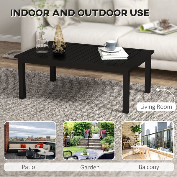 Outsunny 100cm x 60cm Aluminium Outdoor Coffee Table - Black