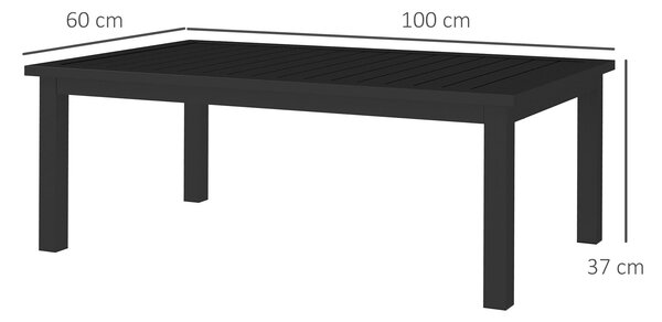 Outsunny 100cm x 60cm Aluminium Outdoor Coffee Table - Black