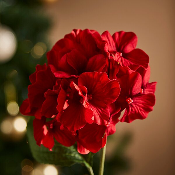 Artificial Red Hydrangea Stem