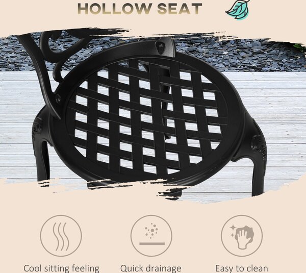 Outsunny 3 Pcs Bistro Set, Garden Table and Chairs Set With Parasol Hole, Black Aosom UK