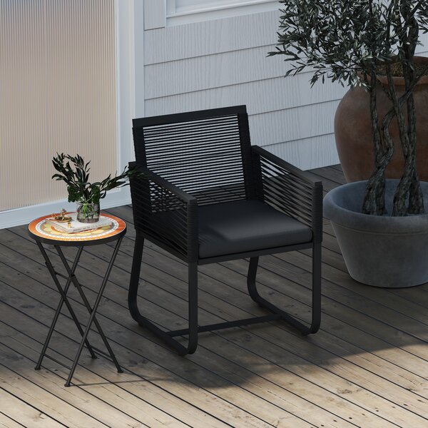 Outsunny Mosaic Outdoor Garden Table, 35.5cm Round Folding Coffee Table with Metal Frame for Balcony Terrace, Orange Aosom UK
