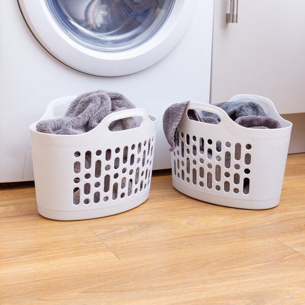 Wham 8L Set of 2 Plastic Flexi Laundry Baskets White