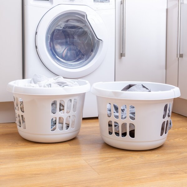 Wham Casa Set of 2 Round Plastic Laundry Baskets White