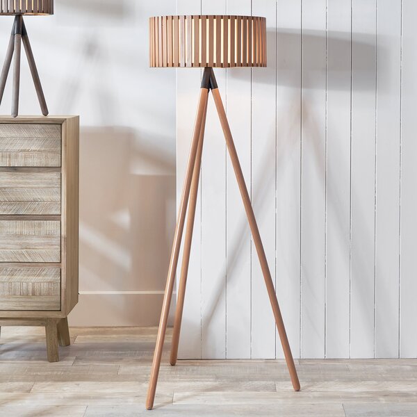 Rabanne Wooden Slat Tripod Floor Lamp Natural