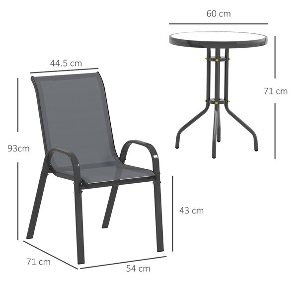 Outsunny Three-Piece Outdoor Garden Set - Grey