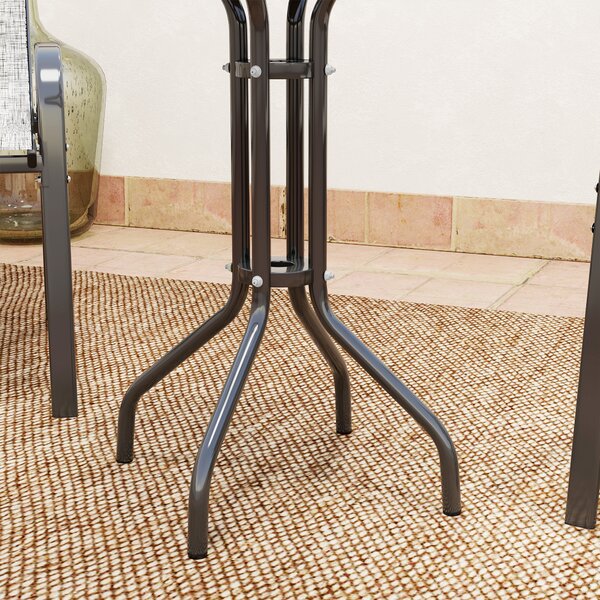 Outsunny 3 Piece Garden Furniture Set, Outdoor Patio Bistro Set with Table & 2 Chairs, Modern Design for Balcony & Garden, Light Grey Aosom UK