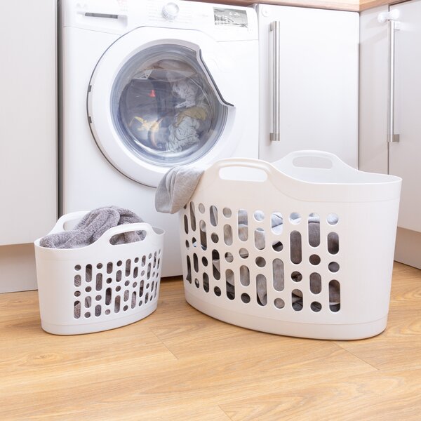 Wham 8/50L Set of 2 Plastic Flexi Laundry Baskets White