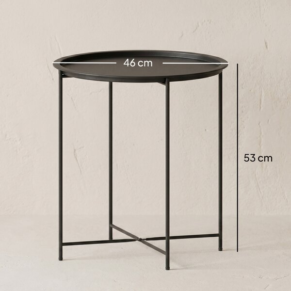 Outsunny Steel Removable Tray Top Garden Table - Black