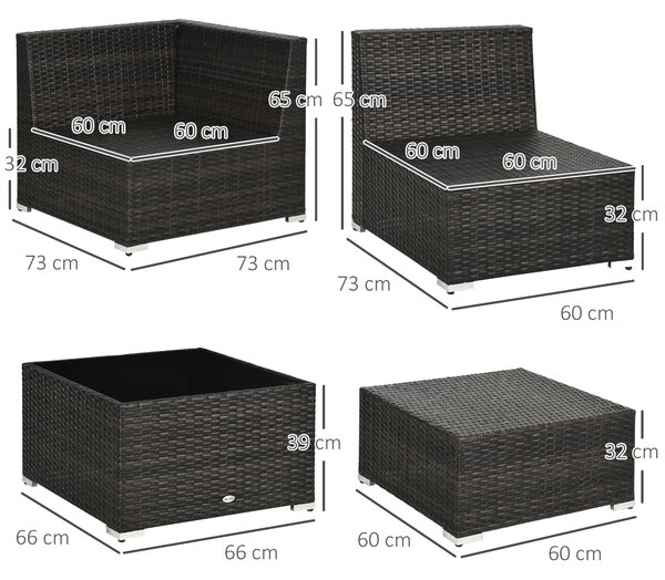 Outsunny 7-Seater PE Rattan Furniture Set with Adjustable Foot Pads & UV Resistance for Garden Patio Conservatory Outdoor, Brown Aosom UK