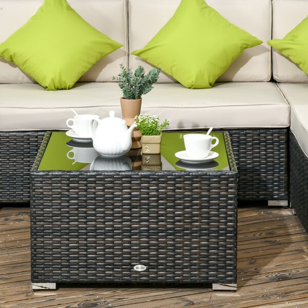 Outsunny 7-Seater PE Rattan Furniture Set with Adjustable Foot Pads & UV Resistance for Garden Patio Conservatory Outdoor, Brown Aosom UK