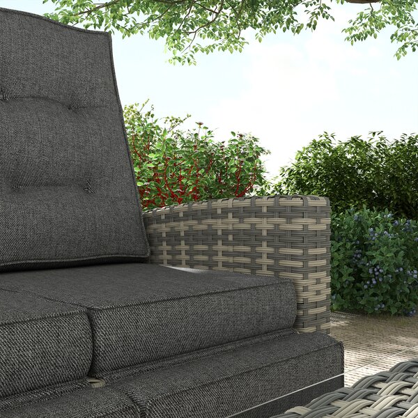 Outsunny 4 Piece Rattan Garden Furniture Set Outdoor Sofa Sectional Set with Glass Top Table for Yard, Poolside, Light Grey Aosom UK