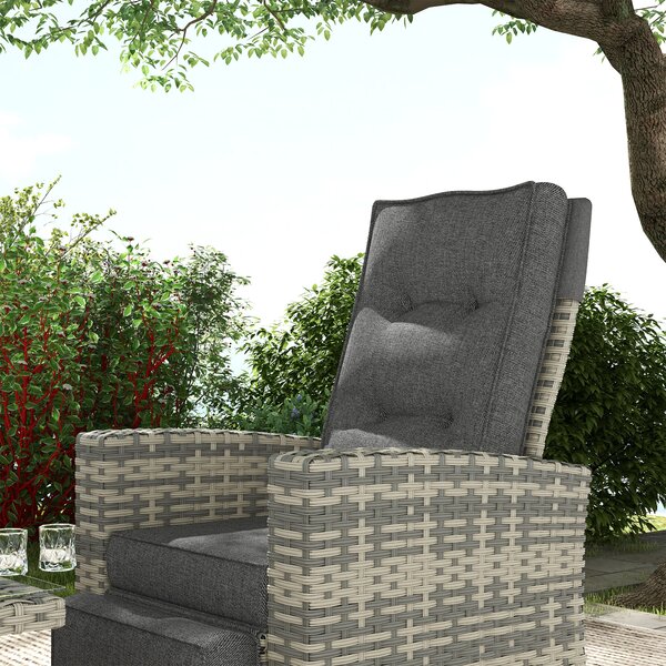 Outsunny 4 Piece Rattan Garden Furniture Set Outdoor Sofa Sectional Set with Glass Top Table for Yard, Poolside, Light Grey Aosom UK