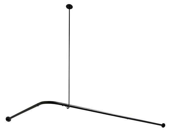 L Shape Black Shower Curtain Rail