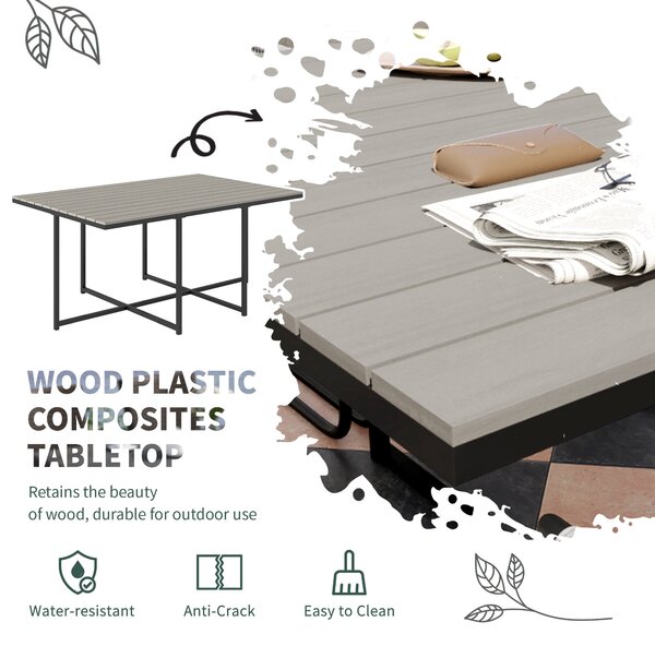 Outsunny 10 Seater Rattan Cube Garden Furniture Set, Rattan Dining Set with Cushions, Outdoor Dining Table and Chairs with 6 Armchairs, 4 Stools, Rectangular Wood Grain Plastic Top Table, Grey
