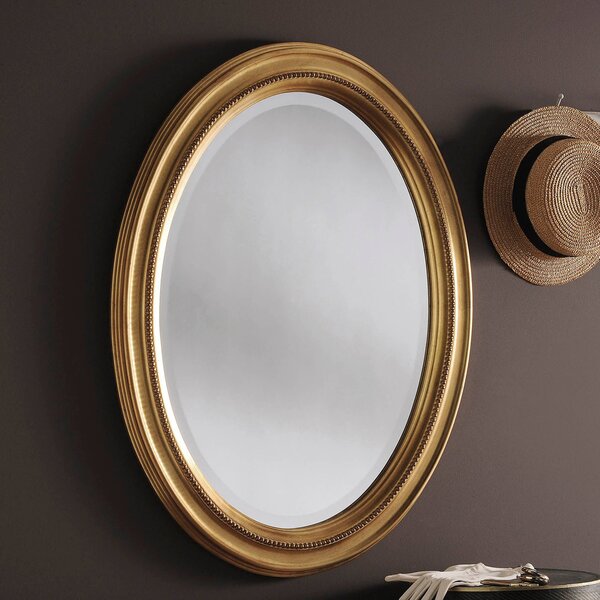 Yearn Beaded Oval Wall Mirror Gold