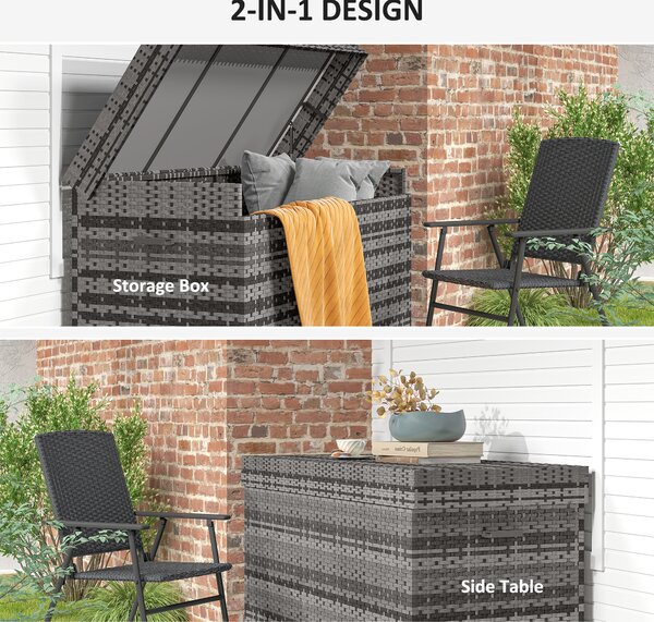 Outsunny 627 L Rattan Storage Box - Dark Grey