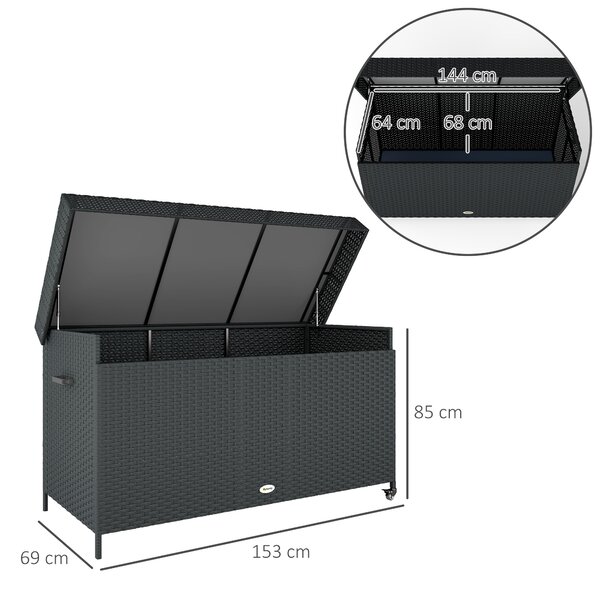 Outsunny 627 L Rattan Storage Box - Black