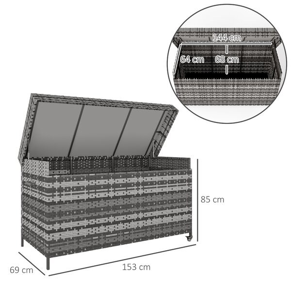 Outsunny 627 L Rattan Storage Box - Dark Grey