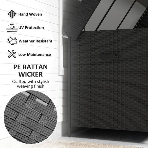 Outsunny 627 L Rattan Storage Box - Black