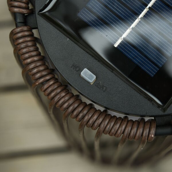 Outsunny Rattan Solar Lantern, PE Wicker Solar Powered Garden Lights with Auto On/Off, Brown Aosom UK