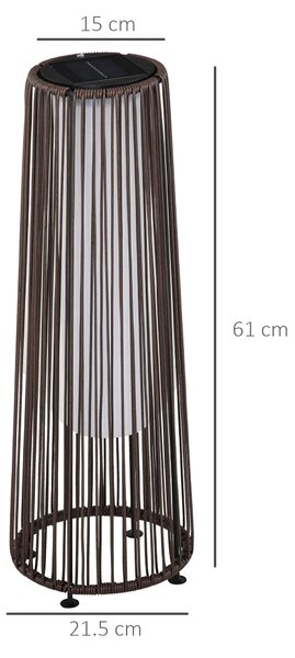 Outsunny Rattan Solar Lantern, PE Wicker Solar Powered Garden Lights with Auto On/Off, Brown Aosom UK