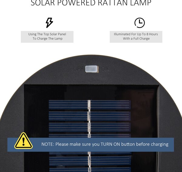 Outsunny Rattan Solar Lantern, PE Wicker Solar Powered Garden Lights with Auto On/Off, Brown Aosom UK