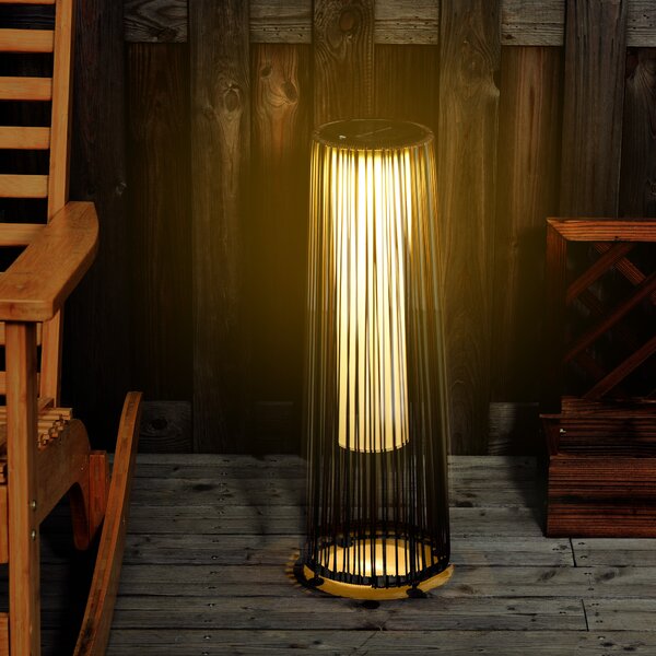 Outsunny Rattan Solar Lantern, PE Wicker Solar Powered Garden Lights with Auto On/Off, Brown Aosom UK