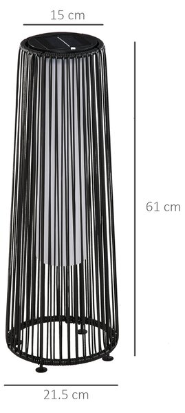 Outsunny Patio Garden Solar Powered Lights Woven Resin Wicker Lantern Auto On/Off for Porch, Yard, Lawn, Courtyard, Black Aosom UK